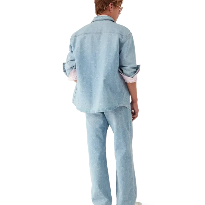 Denim-skjorte med monogram