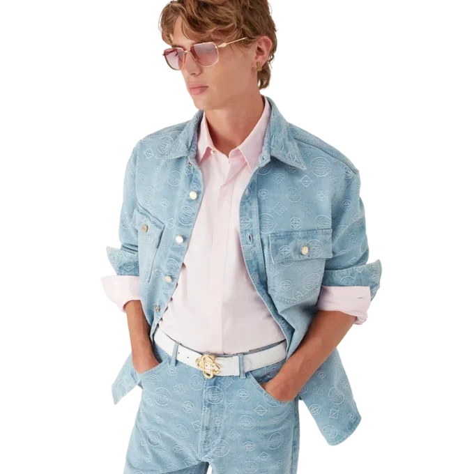 Denim-skjorte med monogram