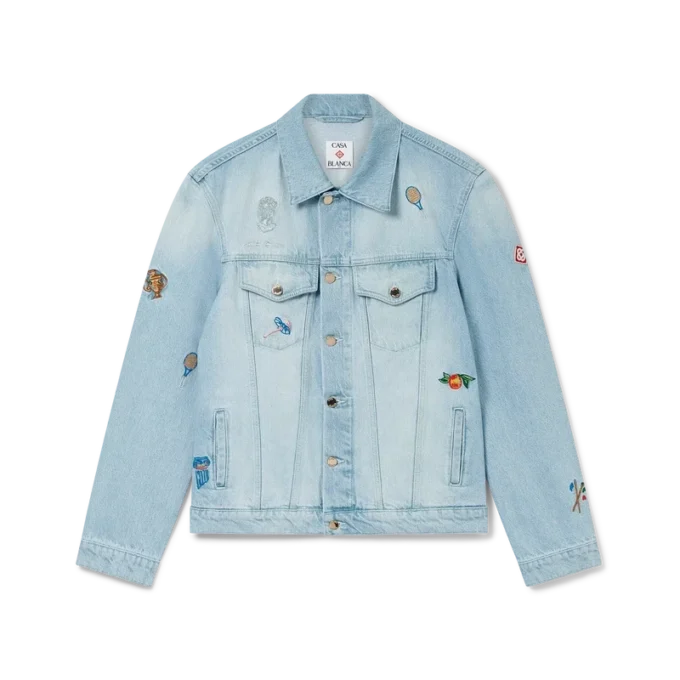 Denimjakke med brodert motiv