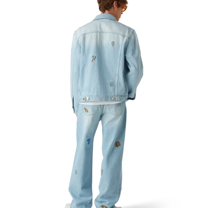 Denimjakke med brodert motiv