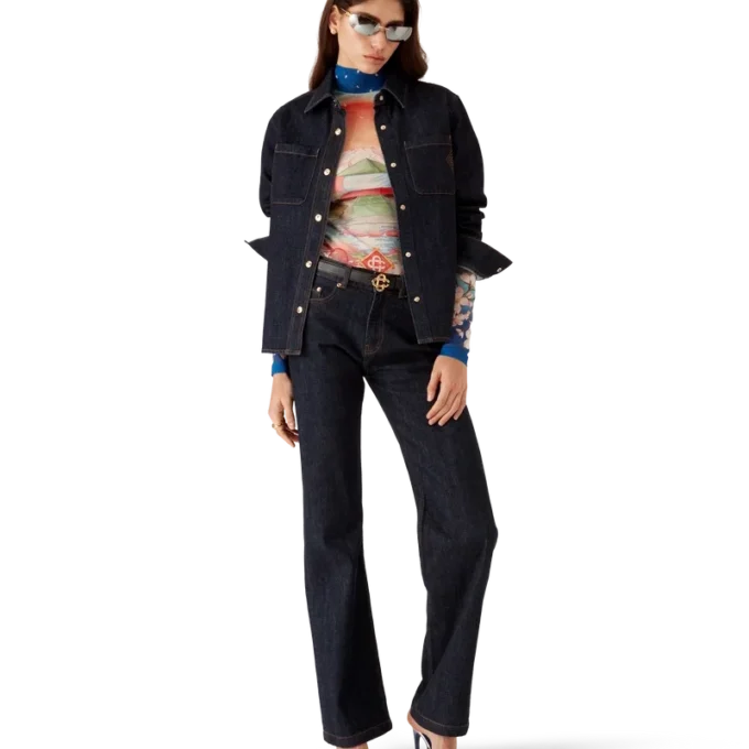 Denimskjorte med brodert logo