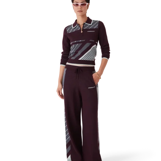 Diagonal Tennis Merino langermet pique-skjorte