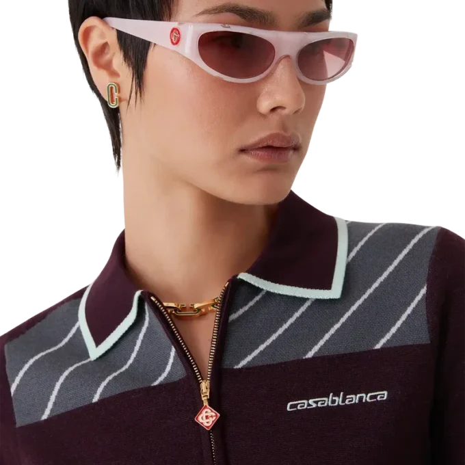 Diagonal Tennis Merino langermet pique-skjorte