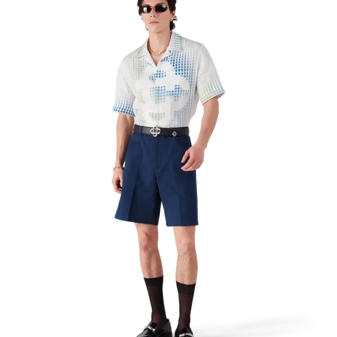 Dots kortærmet lin-skjorte med shorts