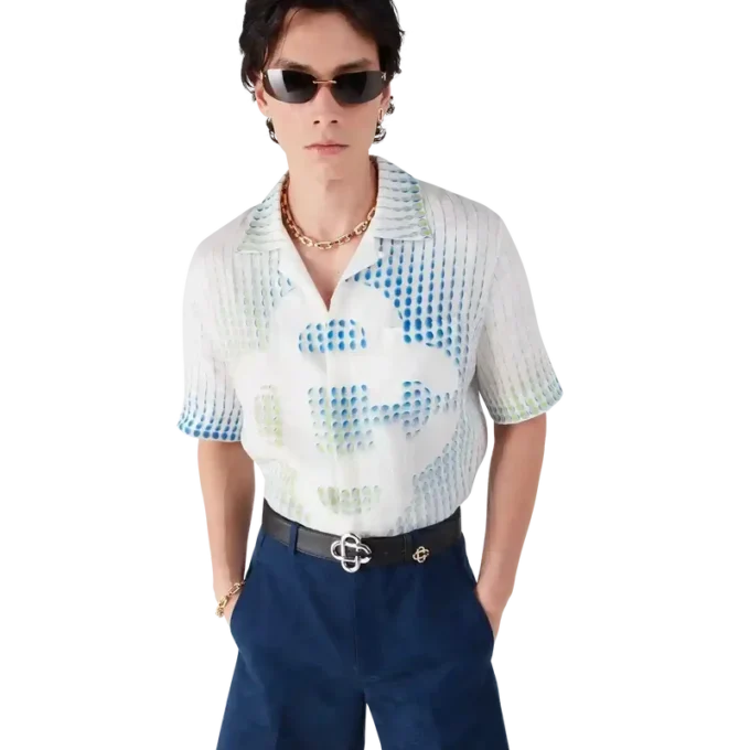 Dots kortærmet lin-skjorte med shorts