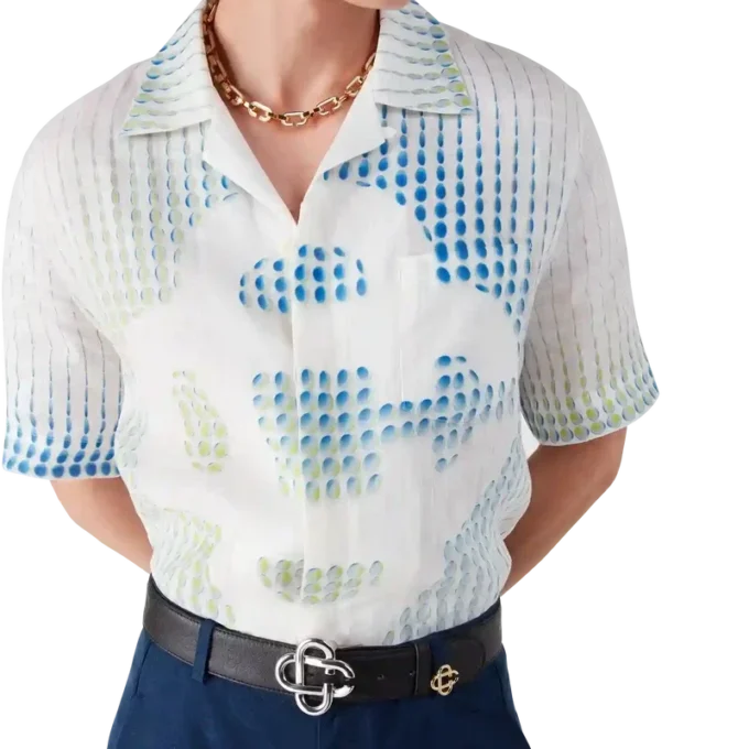 Dots kortærmet lin-skjorte med shorts