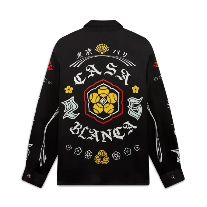 Emblem langermet skjorte i silkesatin