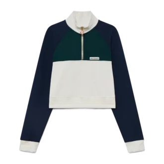 Farget blokkert kort sweatshirt med kvart glidelås