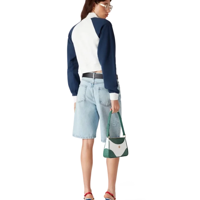 Farget blokkert kort sweatshirt med kvart glidelås