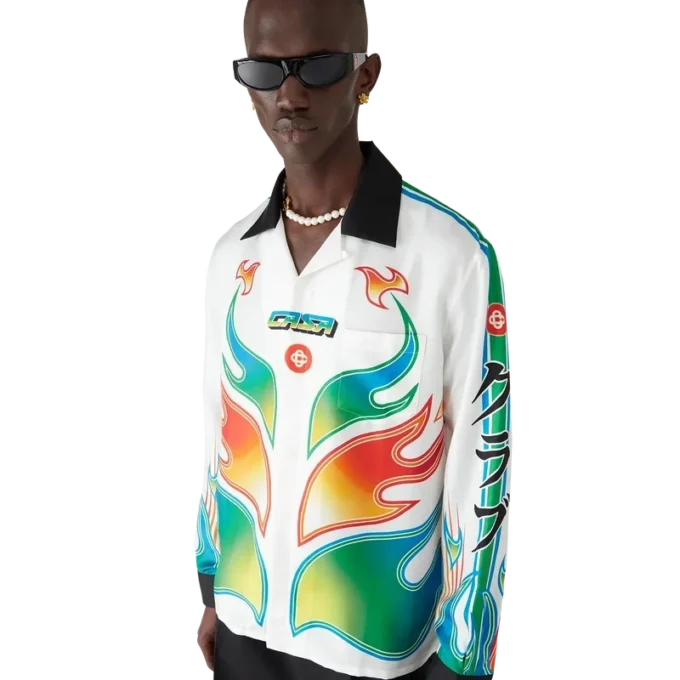 Flame Laurel langermet skjorte i silketwill