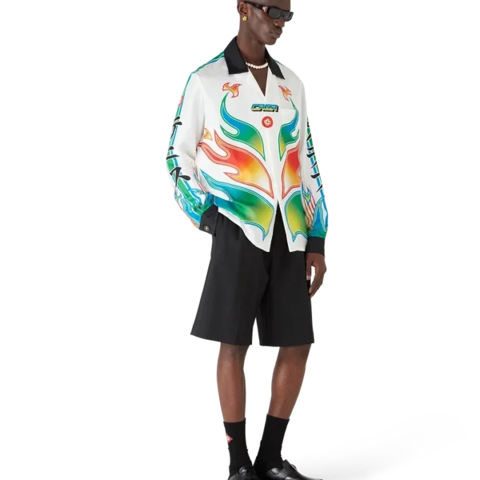 Flame Laurel langermet skjorte i silketwill