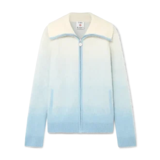 Fluffy Gradient Mohair Zip Jacket