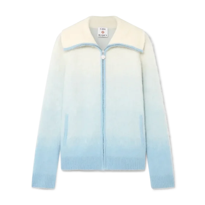 Fluffy Gradient Mohair Zip Jacket