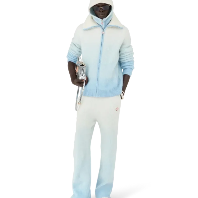 Fluffy Gradient Mohair Zip Jacket