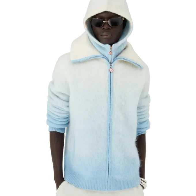 Fluffy Gradient Mohair Zip Jacket