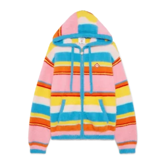 Fluffy Stripe Oversized Hooded Sweatshirt