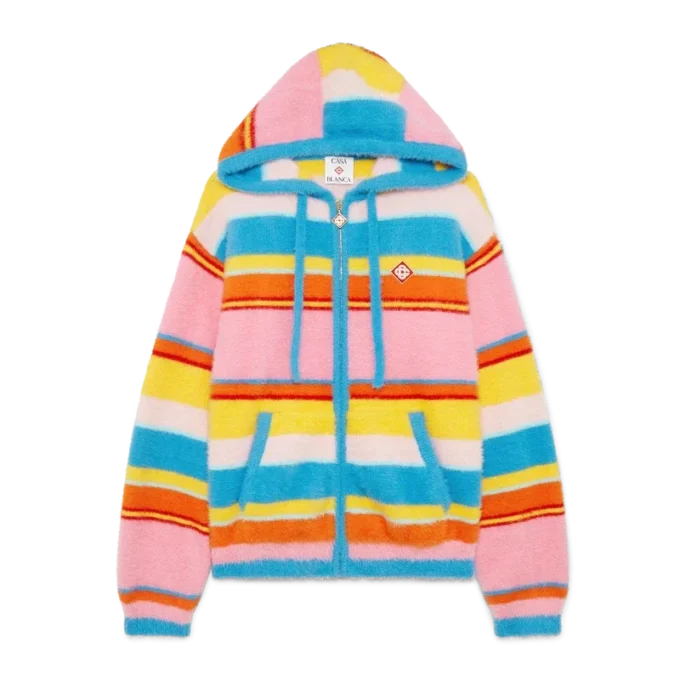 Fluffy Stripe Oversized Hooded Sweatshirt