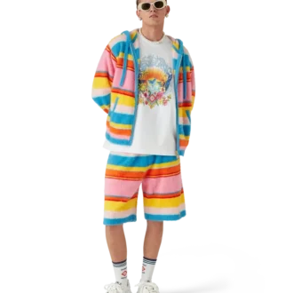 Fluffy Stripe Oversized Shorts