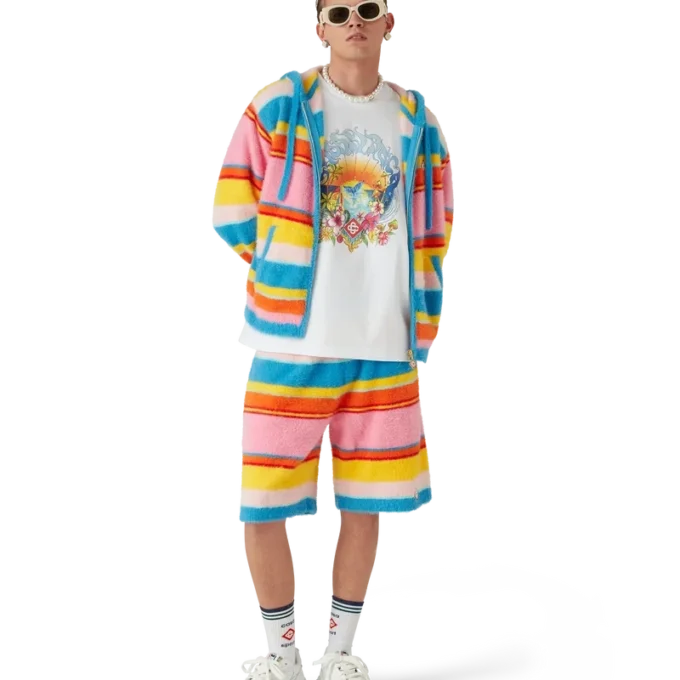 Fluffy Stripe Oversized Shorts