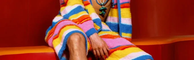 Fluffy Stripe Oversized Hooded Sweatshirt