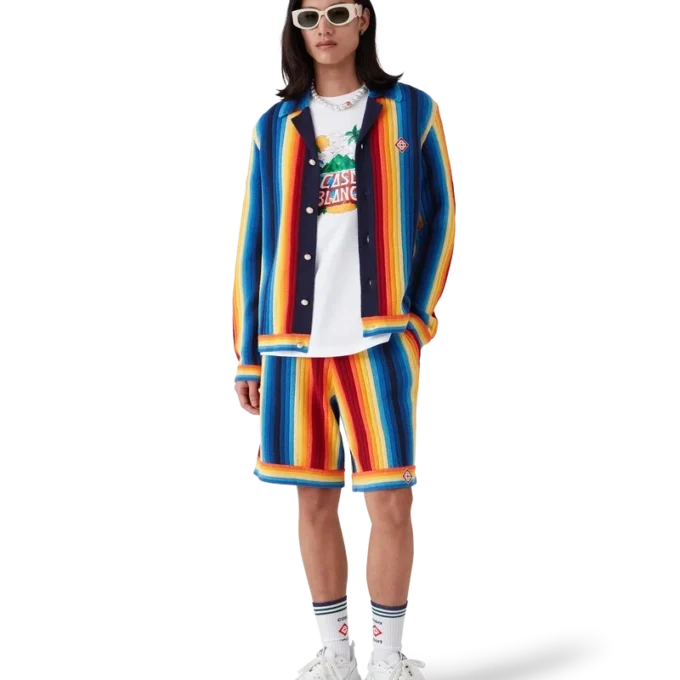 Frotté-shorts med gradientstriper