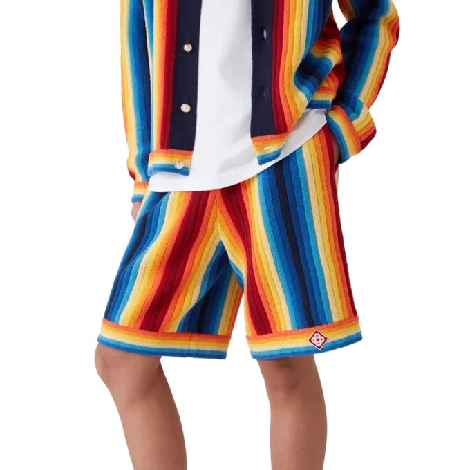 Frotté-shorts med gradientstriper