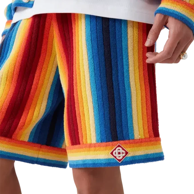 Frotté-shorts med gradientstriper