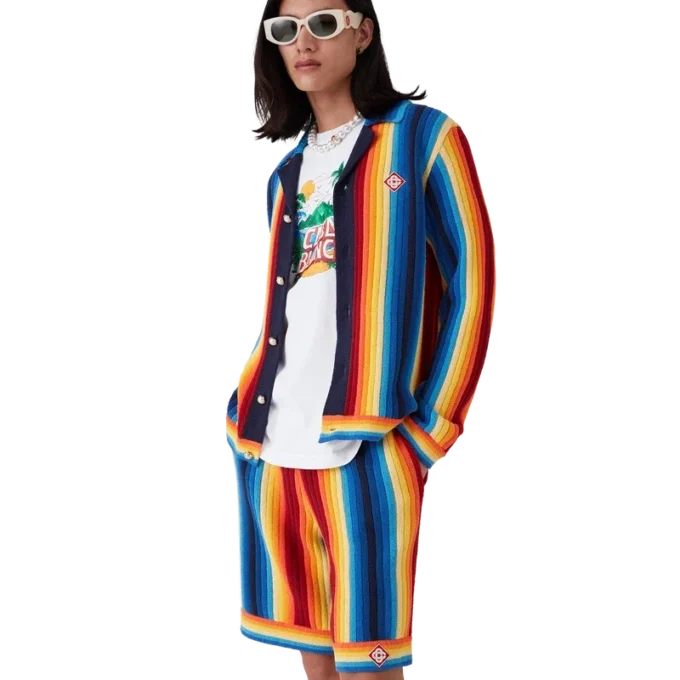 Frottéjakke med gradientstriper