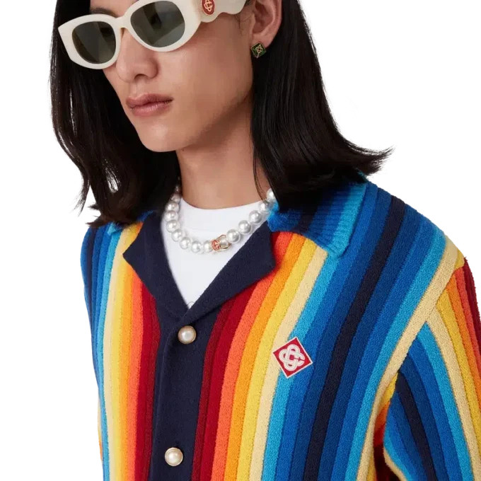 Frottéjakke med gradientstriper