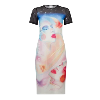 Galactic Connection kortærmet kjole i mesh