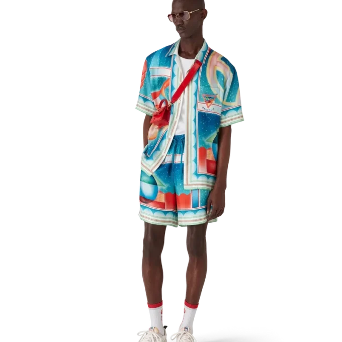 Galaxy Court kortærmet silkeskjorte