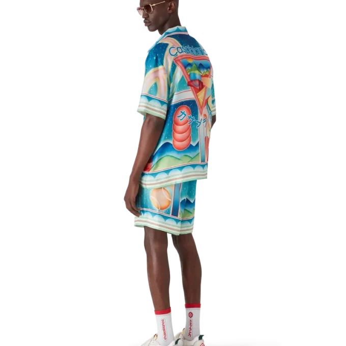 Galaxy Court kortærmet silkeskjorte