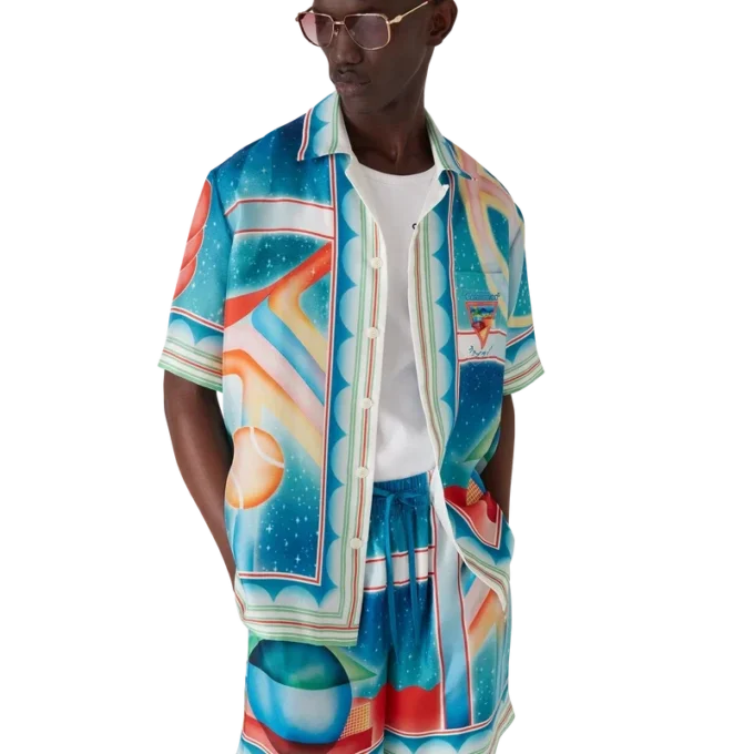 Galaxy Court kortærmet silkeskjorte