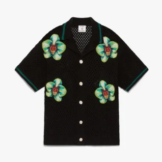 Glitch Orchid brodert kortærmet heklet Short