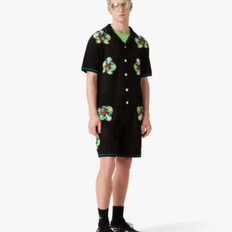 Glitch Orchid brodert kortærmet heklet Short