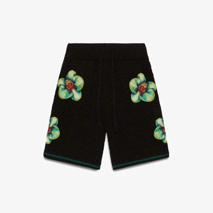 Glitch Orchid broderte heklede Shorts