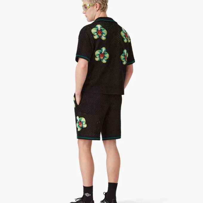 Glitch Orchid broderte heklede Shorts