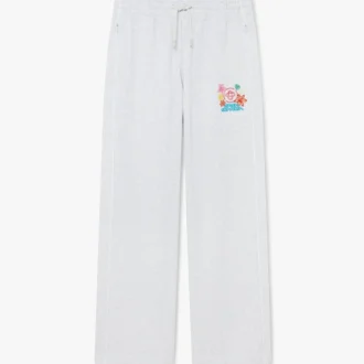 Grå broderte cropped joggebukse