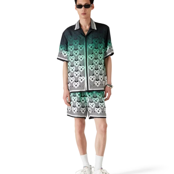 Gradient Monogram kortærmet silkeskjorte