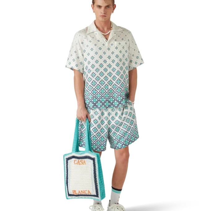 Gradient Monogram kortærmet silkeskjorte