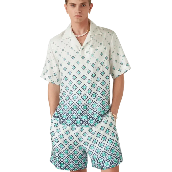 Gradient Monogram kortærmet silkeskjorte