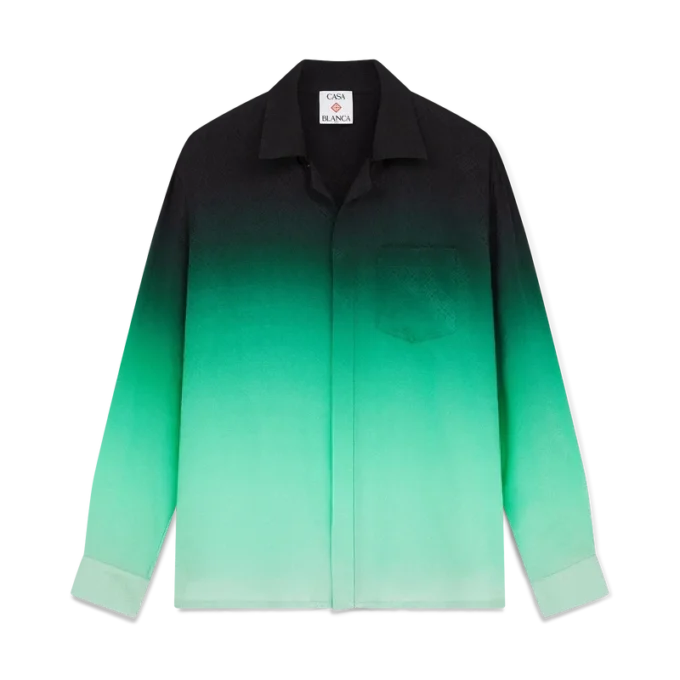 Gradient Ping Pong Jacquard langermet silkeskjorte