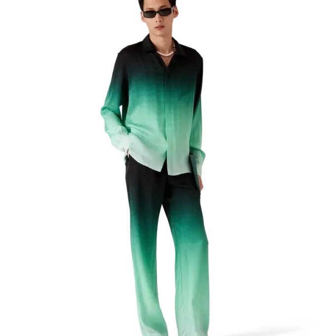 Gradient Ping Pong Jacquard langermet silkeskjorte Gradient Ping Pong Jacquard langermet silkeskjorte