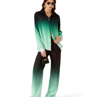 Gradient Ping Pong Jacquard langermet silkeskjorte