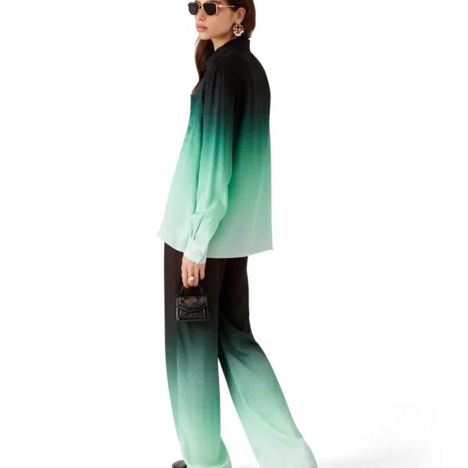 Gradient Ping Pong Jacquard langermet silkeskjorte