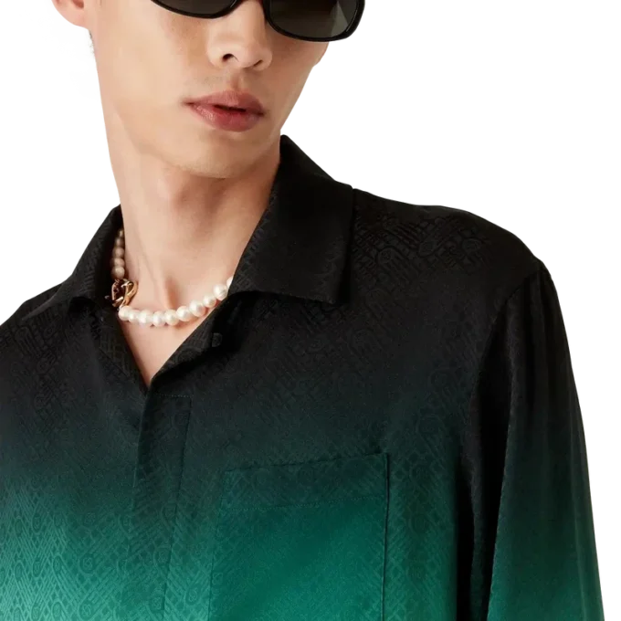 Gradient Ping Pong Jacquard langermet silkeskjorte Gradient Ping Pong Jacquard langermet silkeskjorte