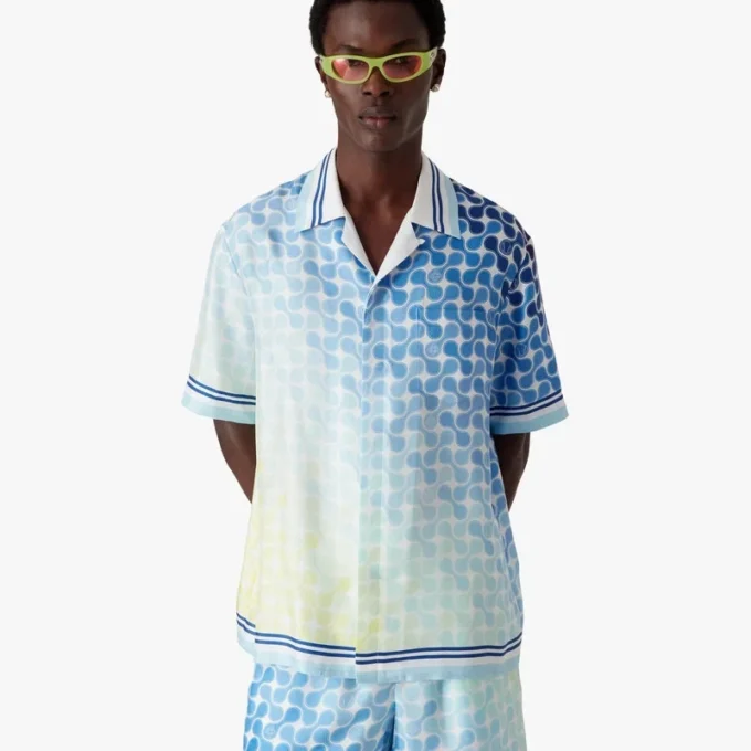 Gradient Tennis Tile kortærmet silkeskjorte