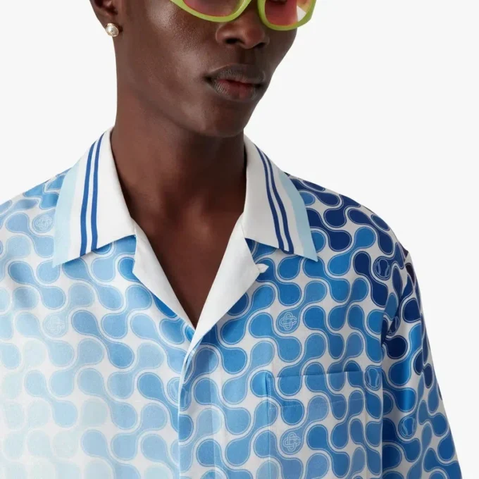 Gradient Tennis Tile kortærmet silkeskjorte