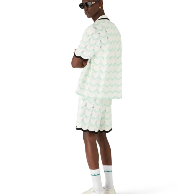 Gradient Wave bomullshorts i heklet design