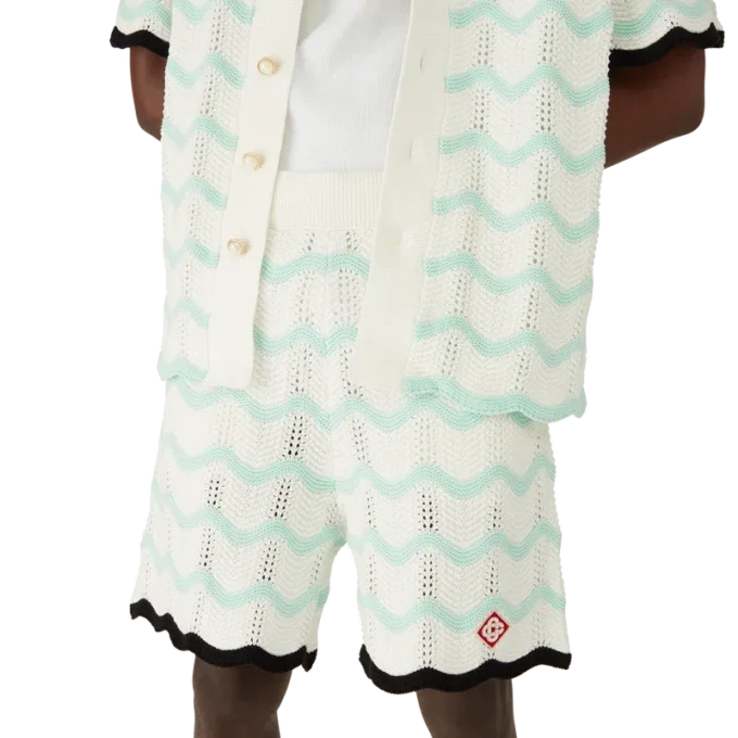 Gradient Wave bomullshorts i heklet design